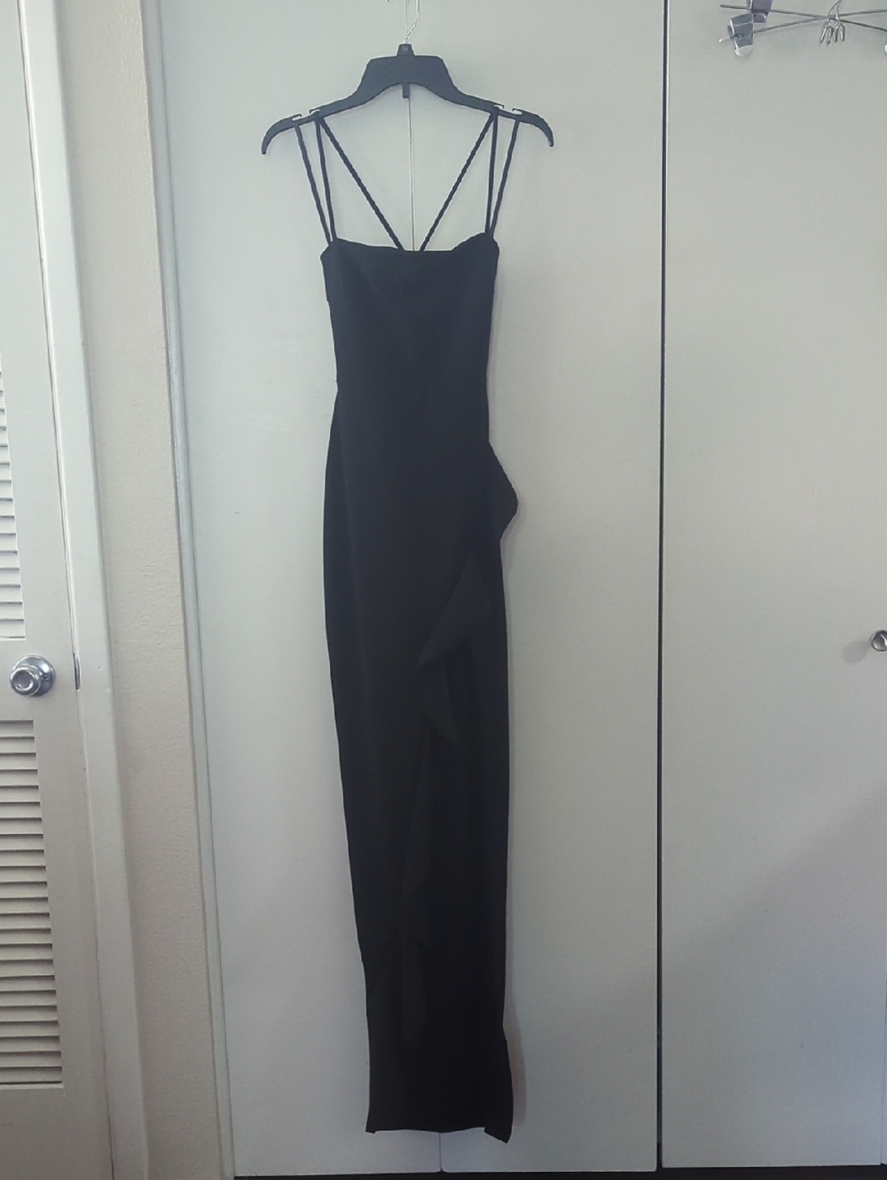 Windsor Black Asymmetrical Strappy Evening Dress